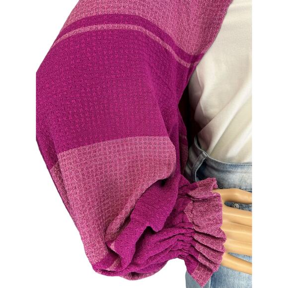 LOGO Lori Goldstein Evelyn Shrug Sweater Pink Striped Relaxed Fit Plus Size 1X - Picture 8 of 10